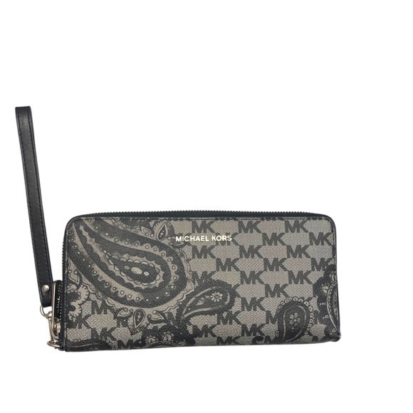 Michael kors jet set paisley large zipper clutch wristlet wallet